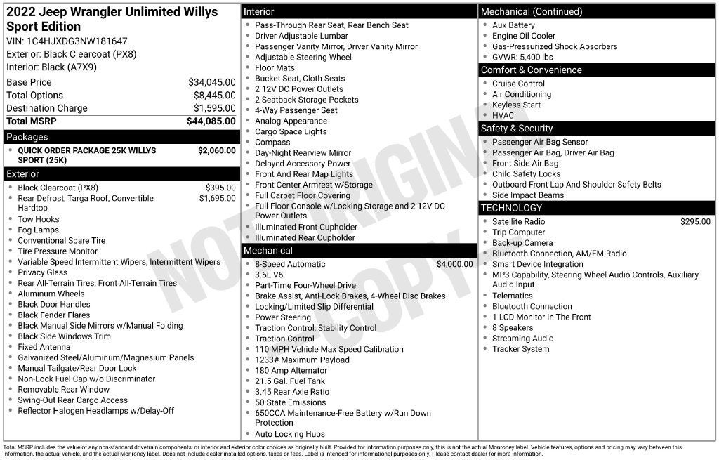 2022 Jeep Wrangler Unlimited Willys Sport