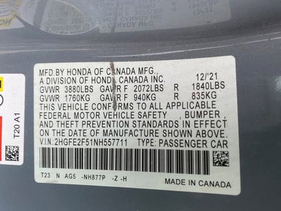 2022 Honda Civic Sedan Sport