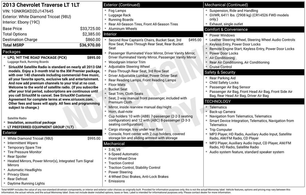 2013 Chevrolet Traverse LT 1LT