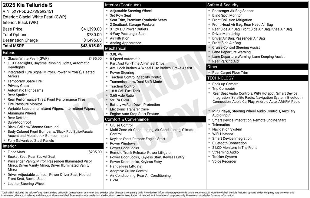2025 Kia Telluride S
