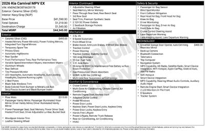 2026 Kia Carnival MPV EX
