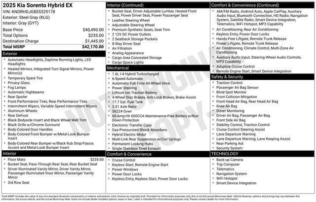 2025 Kia Sorento Hybrid EX