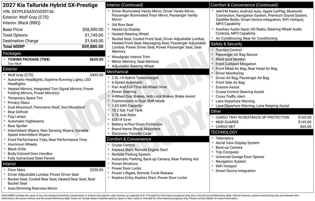 2027 Kia Telluride Hybrid SX Prestige