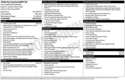 2026 Kia Carnival MPV EX