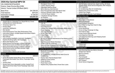 2026 Kia Carnival EX
