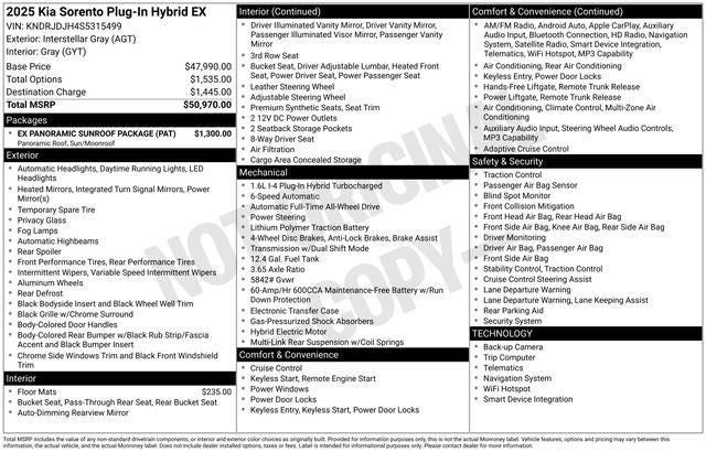 2025 Kia Sorento Plug-In Hybrid EX