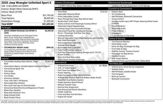 2020 Jeep Wrangler Unlimited Sport S