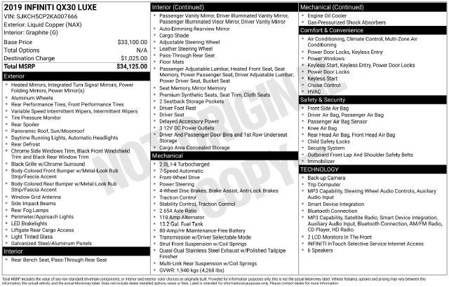 2019 INFINITI QX30 LUXE