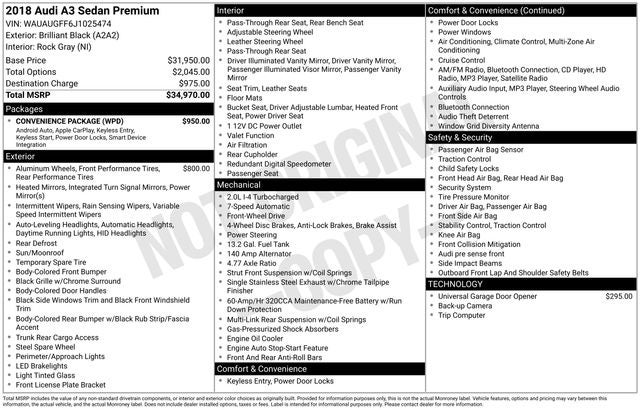 2018 Audi A3 Sedan Premium