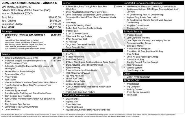 2025 Jeep Grand Cherokee L Altitude X 4x2