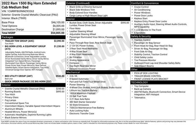 2022 RAM 1500 Big Horn Quad Cab 4x4 6'4' Box