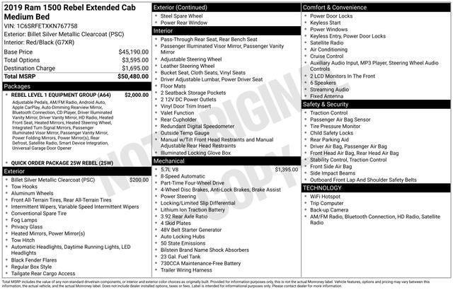 2019 RAM 1500 Rebel Quad Cab 4x4 6'4' Box