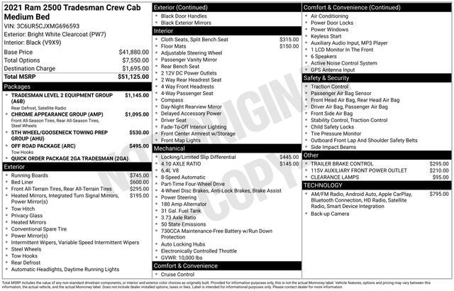 2021 RAM 2500 Tradesman Crew Cab 4x4 6'4' Box