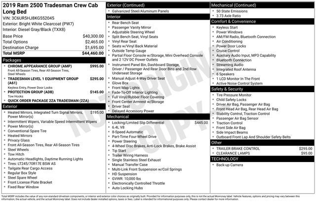 2019 RAM 2500 Tradesman Crew Cab 4x4 8' Box