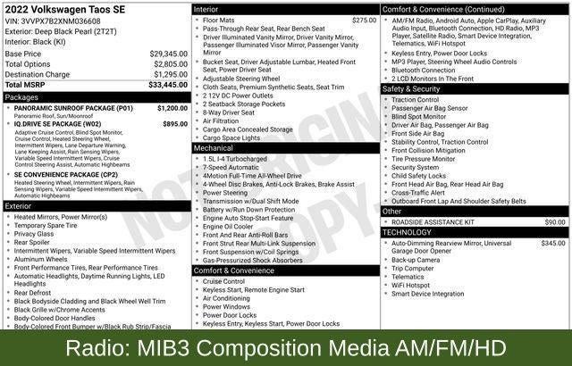 2022 Volkswagen Taos 1.5T SE