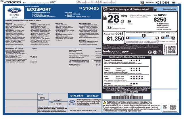 2019 Ford EcoSport SE