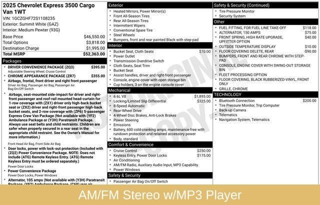 2025 Chevrolet Express 3500 Work Van Cargo