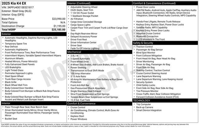2025 Kia K4 EX