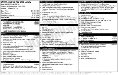 2021 Lexus ES 350 Ultra Luxury