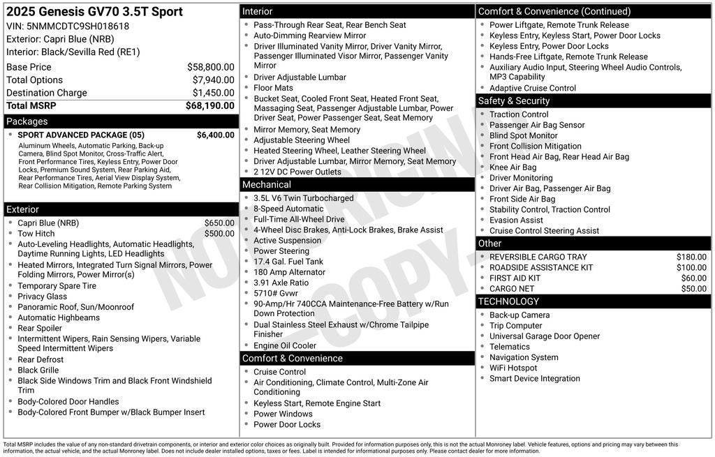 2025 Genesis GV70 3.5T Sport