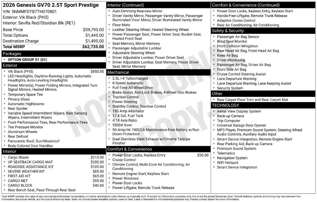 2026 Genesis GV70 2.5T Sport Prestige