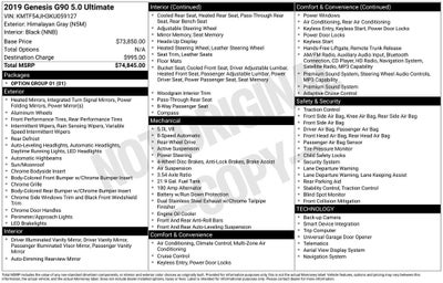 2019 Genesis G90 5.0 Ultimate