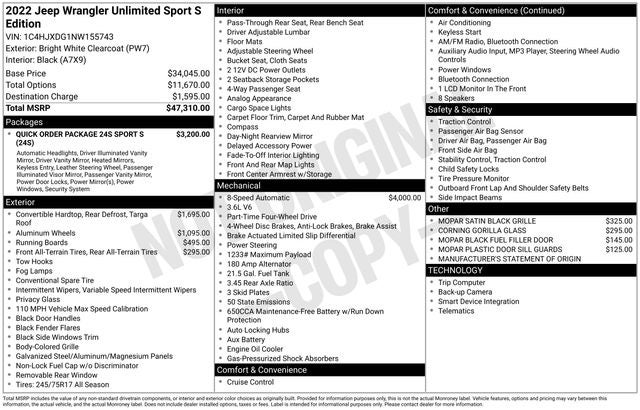 2022 Jeep Wrangler Unlimited Sport S