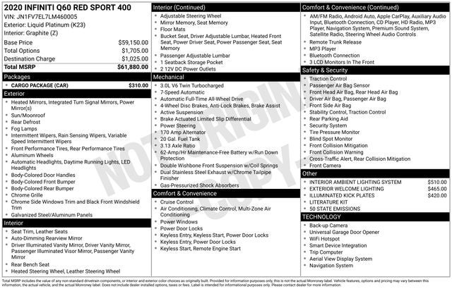 2020 INFINITI Q60 Red Sport 400