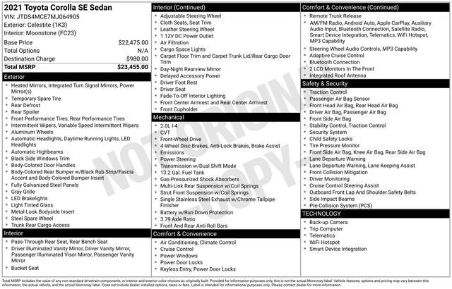 2021 Toyota Corolla SE