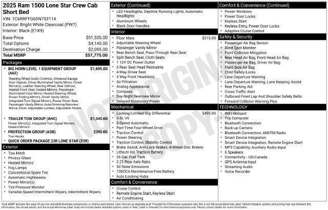 2025 RAM 1500 Big Horn/Lone Star