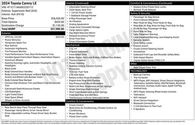 2024 Toyota Camry LE