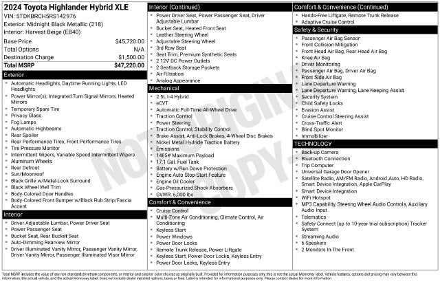 2024 Toyota Highlander Hybrid XLE