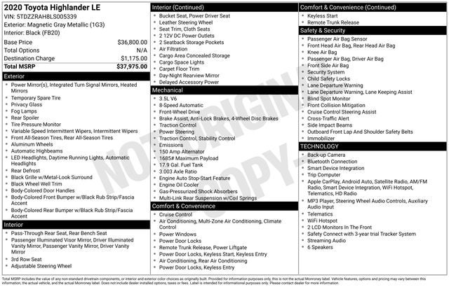 2020 Toyota Highlander L