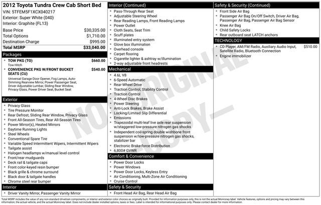 2012 Toyota Tundra Grade 4.6L V8