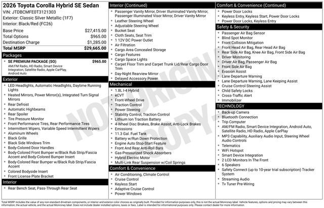 2026 Toyota Corolla Hybrid SE