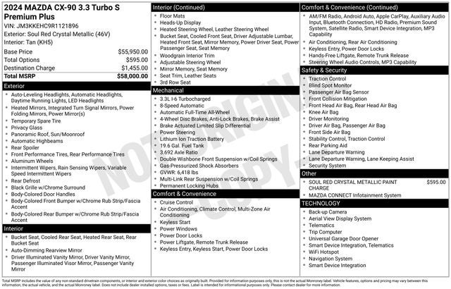 2024 Mazda Mazda CX-90 3.3 Turbo S Premium Plus
